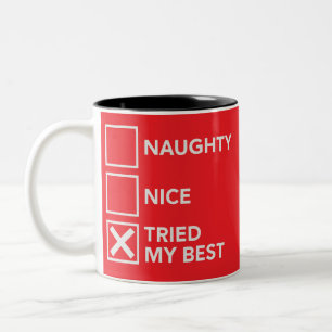 Caneca De Café Em Dois Tons Travesso Bonito Tentei Meu Melhor Natal Xmas
