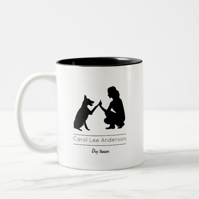 Caneca De Café Em Dois Tons Treinador de cães/Formação de cães (Esquerda)