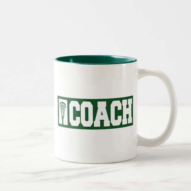 Caneca De Café Em Dois Tons Treinador do Lacrosse - verde (Direita)