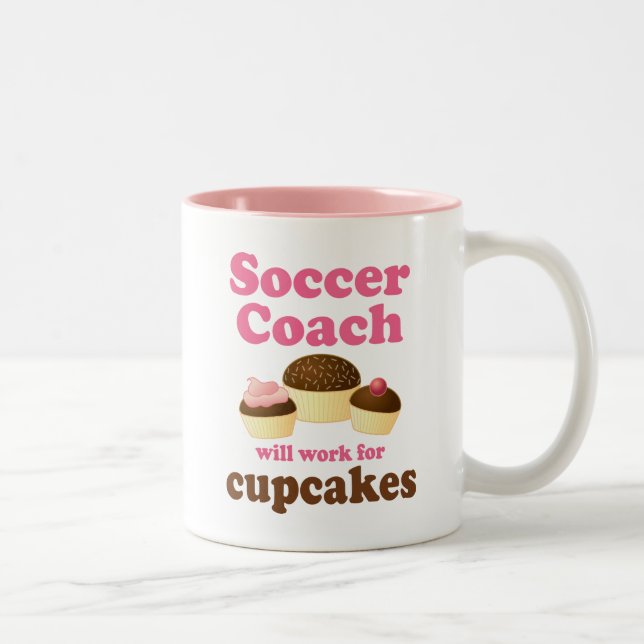 Caneca De Café Em Dois Tons Treinador engraçado do futebol (Direita)