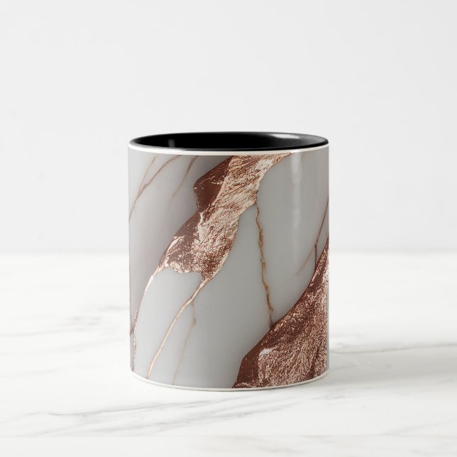 Caneca De Café Em Dois Tons Trendy Copper Glitter Marble (Centro)