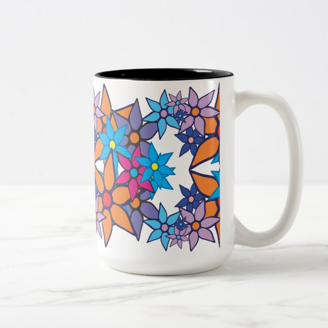Caneca De Café Em Dois Tons Trendy Floral Pattern (Direita)