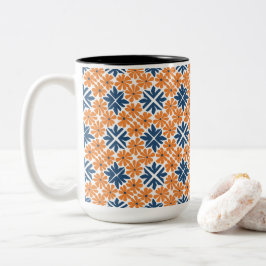 Caneca De Café Em Dois Tons Trendy Orange Flowers