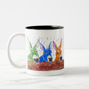 Caneca De Café Em Dois Tons Três asnos coloridos subtis