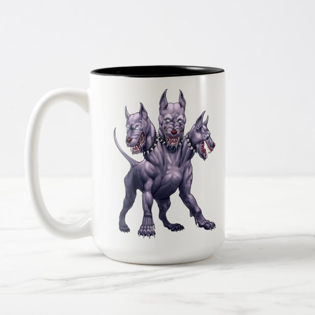 Caneca De Café Em Dois Tons Três Cachorros de Cabeça Cerberus (Esquerda)