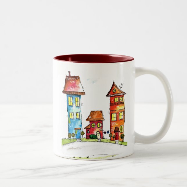Caneca De Café Em Dois Tons Três Casas Brancas Bestiais (Direita)