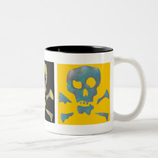 Caneca De Café Em Dois Tons Três crânios abstratos do pop art