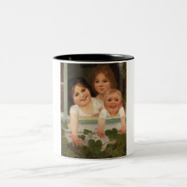 Caneca De Café Em Dois Tons Três crianças na janela