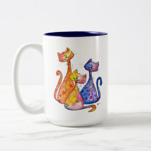 Caneca De Café Em Dois Tons Três Gatos Brancos