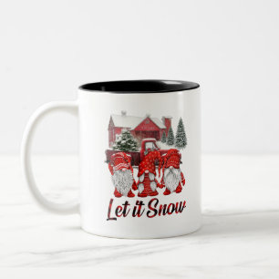 Caneca De Café Em Dois Tons Três Gnomos Em Vermelho Deixam Neves Neves Neva