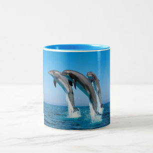 Caneca De Café Em Dois Tons três golfinhos