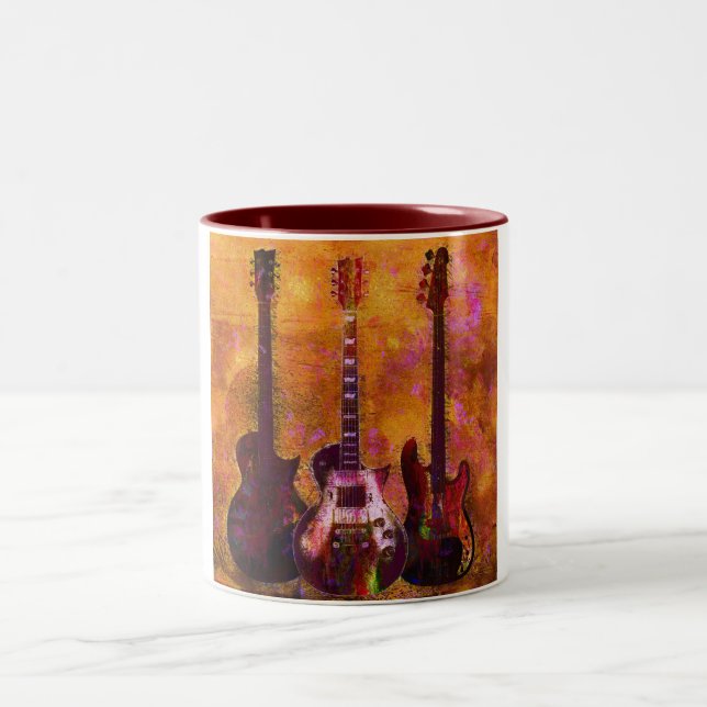 Caneca De Café Em Dois Tons Três guitarra (Centro)