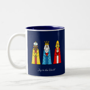 Caneca De Café Em Dois Tons Três Homens Sábios em Azul Marinho