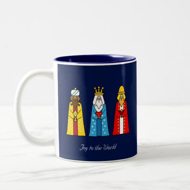 Caneca De Café Em Dois Tons Três Homens Sábios em Azul Marinho (Esquerda)