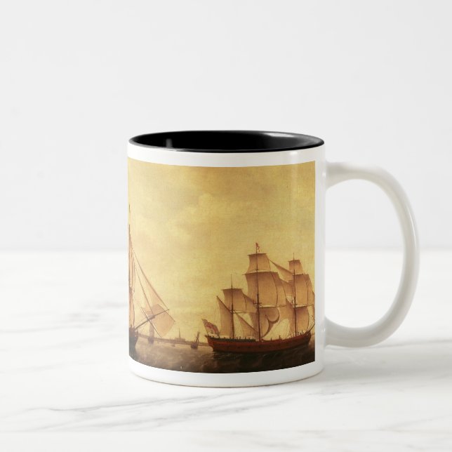 Caneca De Café Em Dois Tons Três navios da baía de Hudson na Tamisa (Direita)