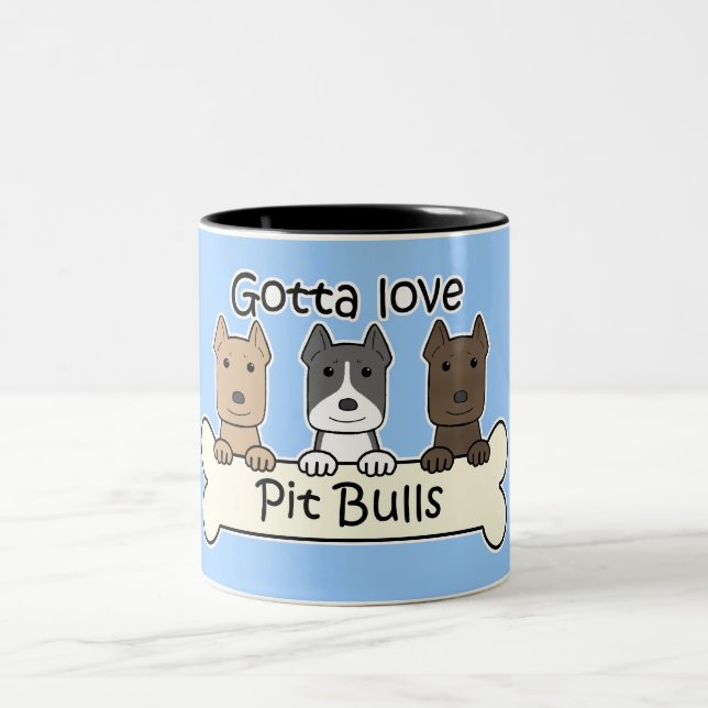 Caneca De Café Em Dois Tons Três Pitbulls (Centro)
