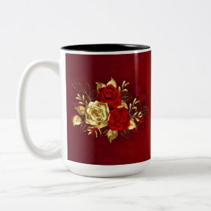Caneca De Café Em Dois Tons Três Rosas de joalharia