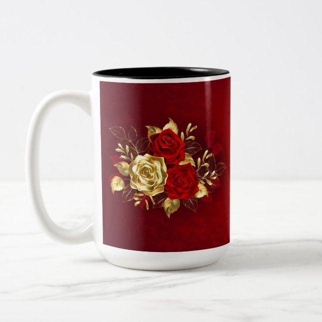 Caneca De Café Em Dois Tons Três Rosas de joalharia (Esquerda)