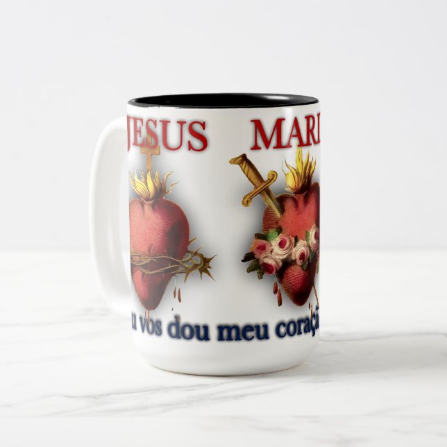 Caneca De Café Em Dois Tons Três Sagrados Corações (Frente Esquerda)