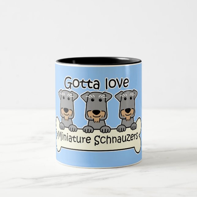 Caneca De Café Em Dois Tons Três Schnauzers diminutos (Centro)