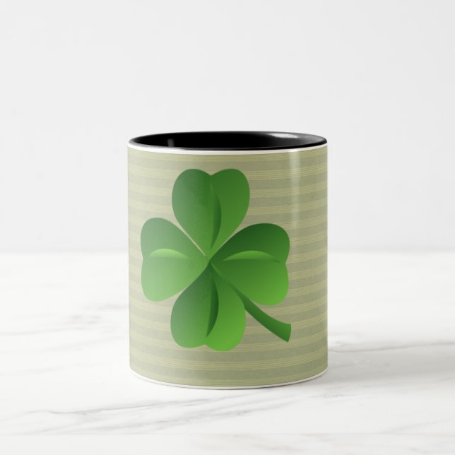 Caneca De Café Em Dois Tons Trevo da Sorte Irlandês Elegante e Tendência (Centro)