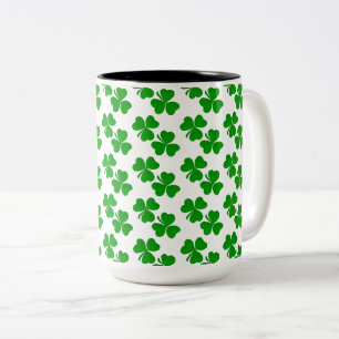 Caneca De Café Em Dois Tons Trevos de Primavera Shamrocks