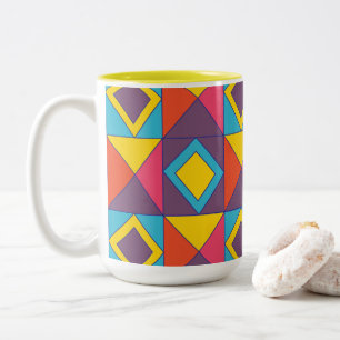 Caneca De Café Em Dois Tons Triângulo de Diamante Colorido Geométrico