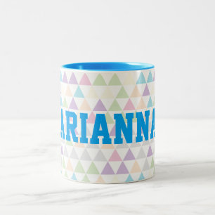Caneca De Café Em Dois Tons Triângulos de Cor do Pastel com Nome Personalizad