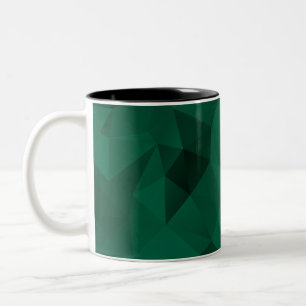 Caneca De Café Em Dois Tons Triângulos poligonais - impressão verde geométr