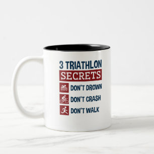 Caneca De Café Em Dois Tons Triathlon Engraçado 3 Segredos Não Afogam Passeata