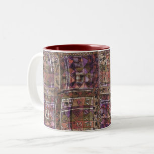 Caneca De Café Em Dois Tons Tribal abstrato africano fascinante