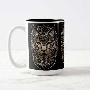 Caneca De Café Em Dois Tons Tribal Design Dourado Lynx