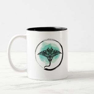 Caneca De Café Em Dois Tons Tribal Manta Ray design