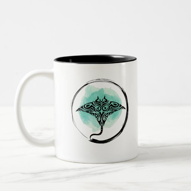 Caneca De Café Em Dois Tons Tribal Manta Ray design (Esquerda)