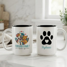 Caneca De Café Em Dois Tons Tributo à Adoção de Animais de Resgate da Família