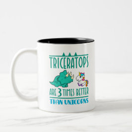 Caneca De Café Em Dois Tons Tricerátops É 3 Vezes Melhor Que Unicórnios