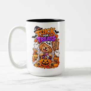 Caneca De Café Em Dois Tons Trick or Treats Mais Guloseimas Cachorrinho Fofo d