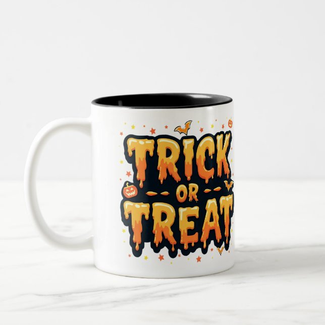 Caneca De Café Em Dois Tons Trick ou Treat-Halloween (Esquerda)