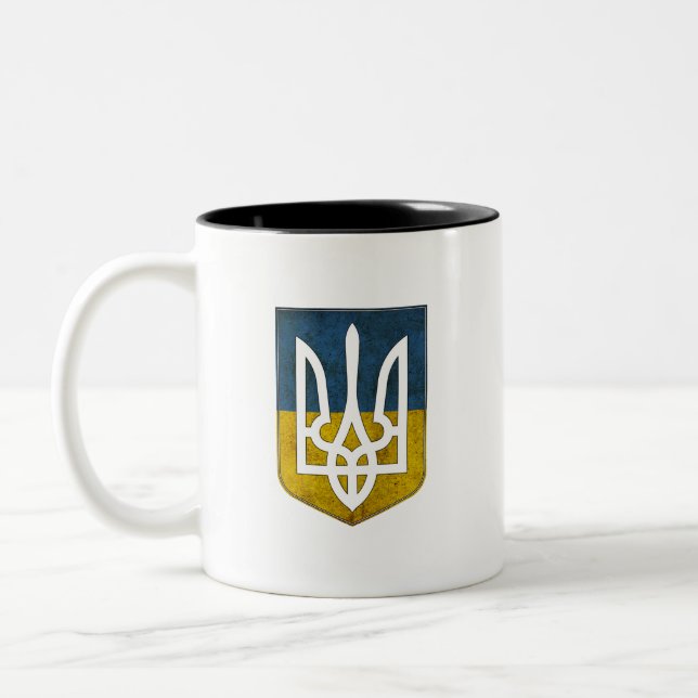 Caneca De Café Em Dois Tons Trident Ukrianian Tryzub Mug (Esquerda)