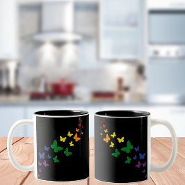 Caneca De Café Em Dois Tons Trilha da Borboleta Arco-íris LGBTQ