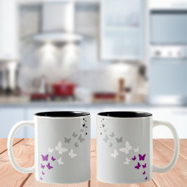 Caneca De Café Em Dois Tons Trilha da Borboleta do Orgulho Assexual