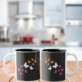 Caneca De Café Em Dois Tons Trilha da Borboleta do Orgulho Pansexual