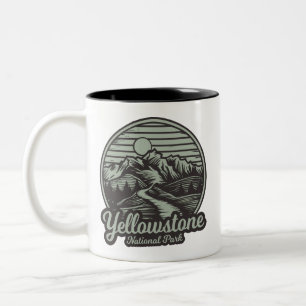 Caneca De Café Em Dois Tons Trilha da Montanha do Parque Nacional de Yellowsto