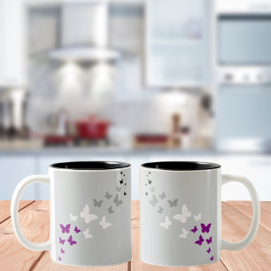 Caneca De Café Em Dois Tons Trilha de Borboleta do Orgulho Asexual