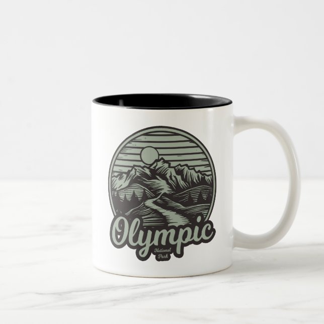 Caneca De Café Em Dois Tons Trilha de Montanha do Parque Nacional da olimpiada (Direita)