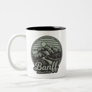 Caneca De Café Em Dois Tons Trilha de Montanha do Parque Nacional do Banff