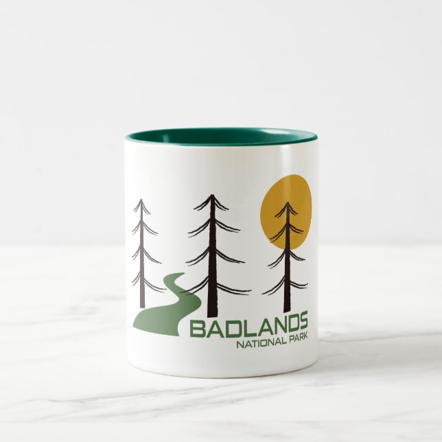Caneca De Café Em Dois Tons Trilha do Parque Nacional das Badlands (Centro)