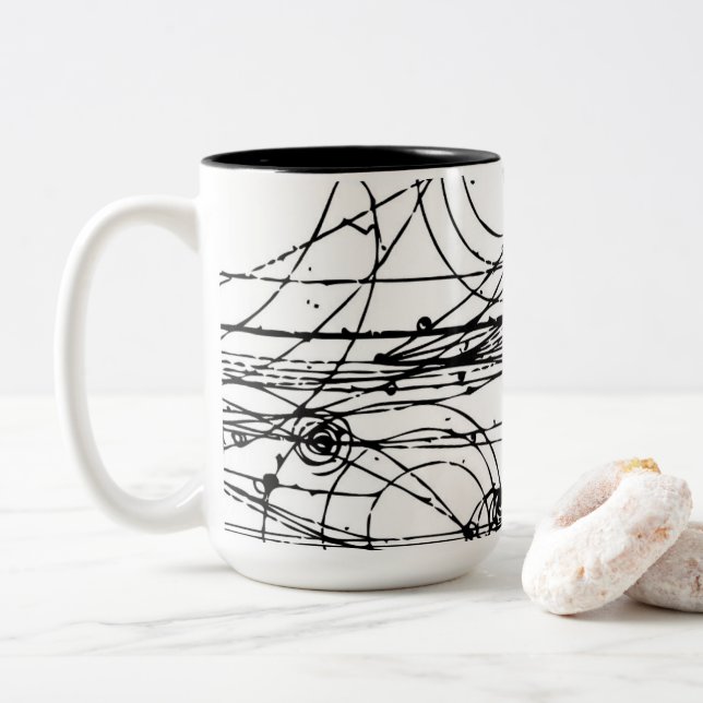 Caneca De Café Em Dois Tons Trilhas da câmara de bolha (Com Donut)