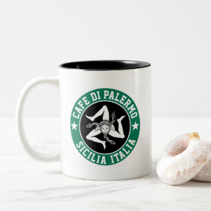Caneca De Café Em Dois Tons Trinacria Siciliana Seu Texto