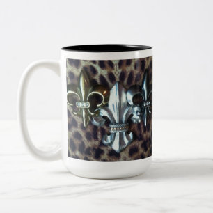 Caneca De Café Em Dois Tons Trio da flor de lis